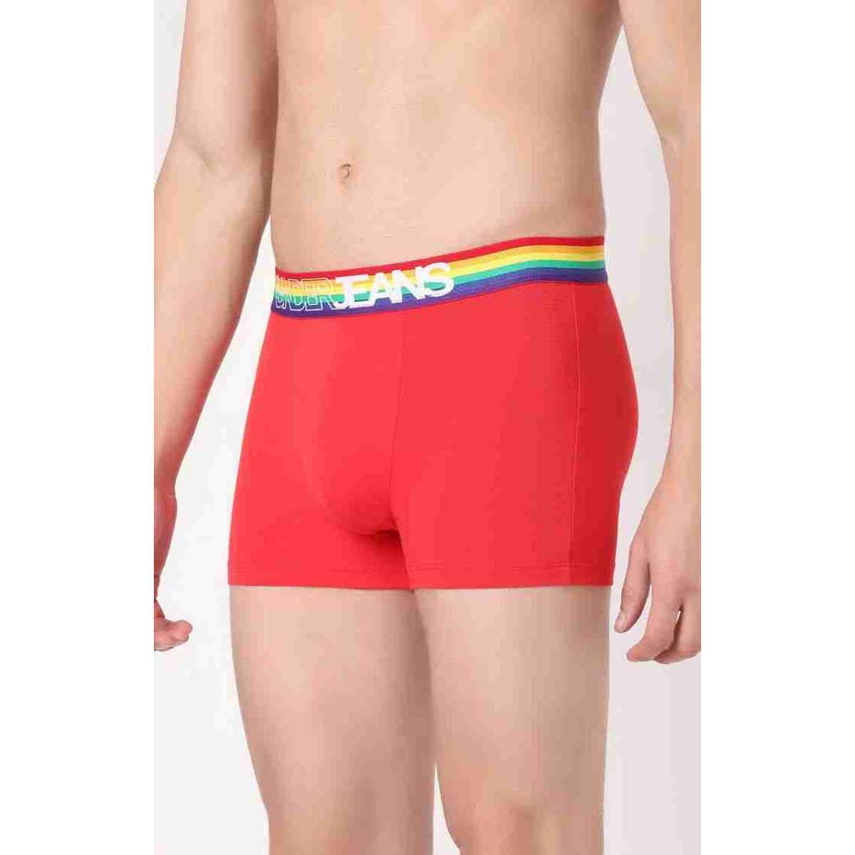 Underjeans by Spykar Men's Red Multi Pack of 1 Trunk | M