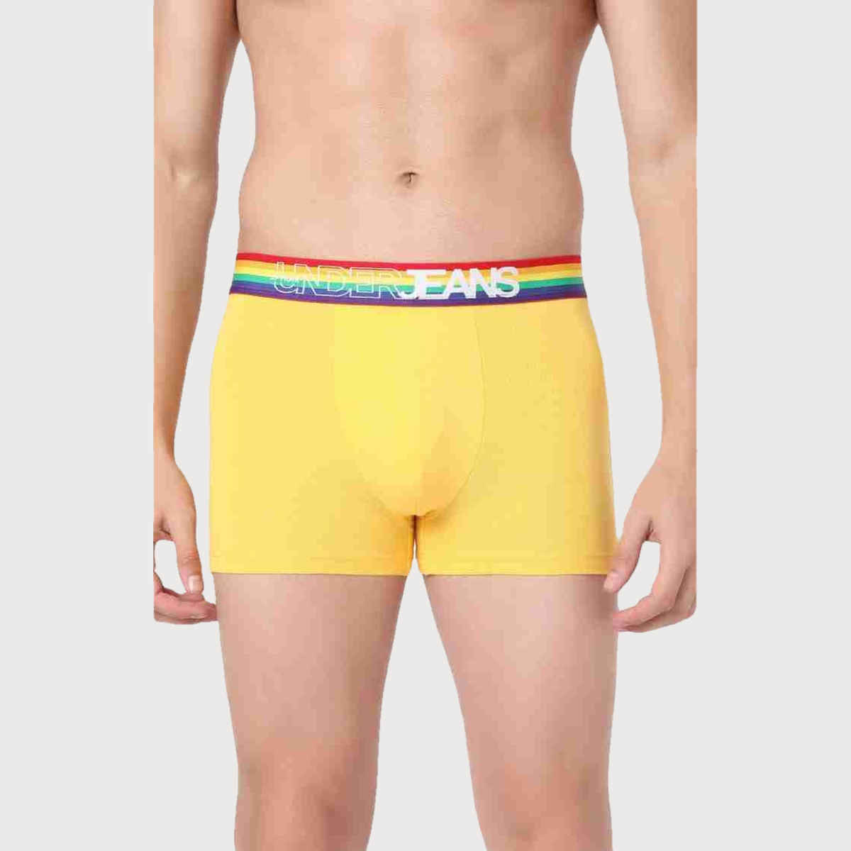 Underjeans by Spykar Men's Yellow Multi Pack of 1 Trunk | L