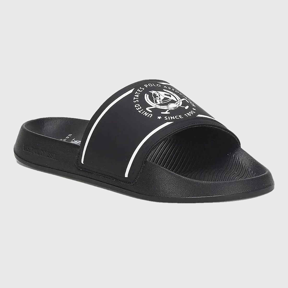 U.S. Polo Assn. Men's Men's Men Brand Print Zane 5.0 Slides Black | UK 7