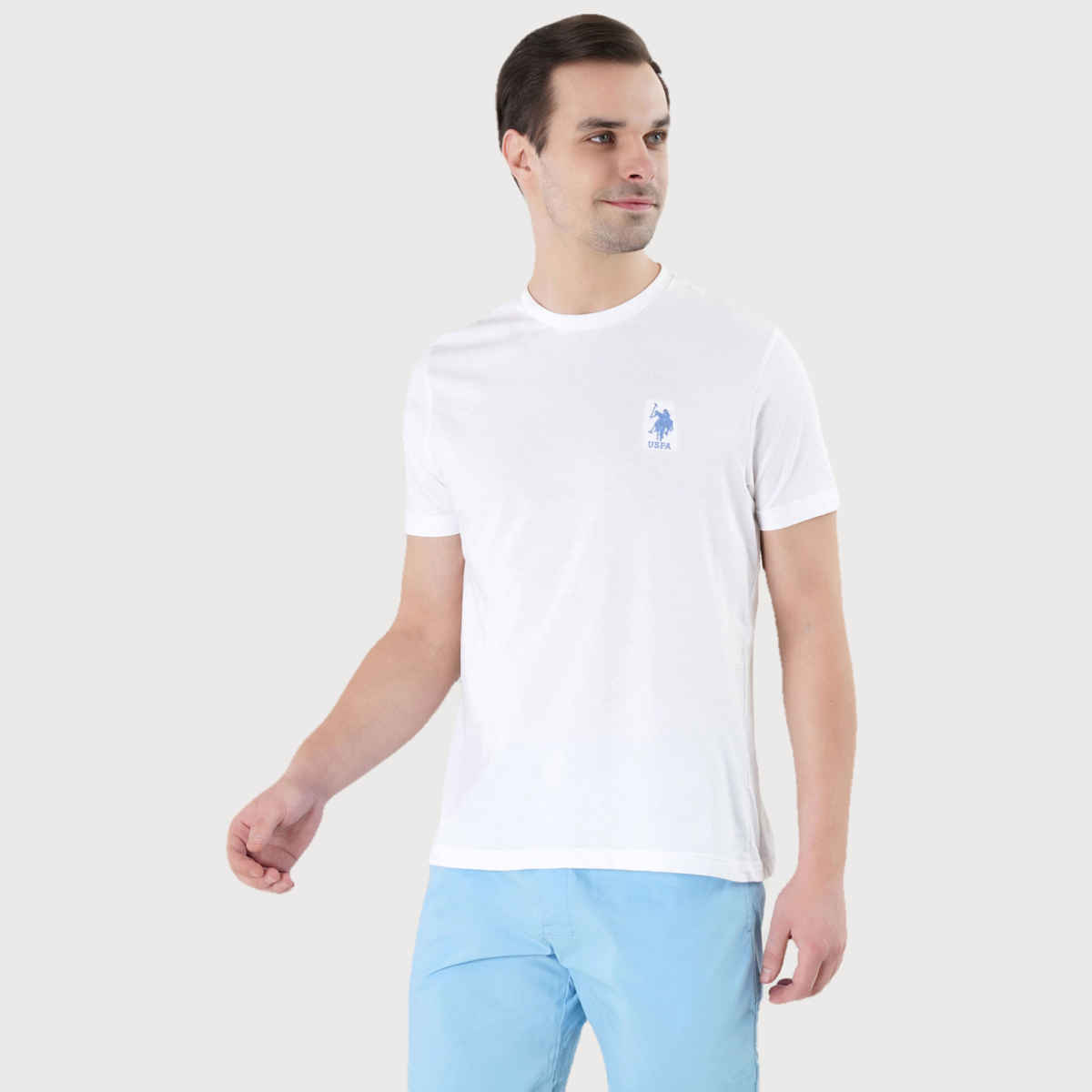 U.S. Polo Assn. Men's Crew Neck Embroidered Logo Lounge T-Shirt | White - L