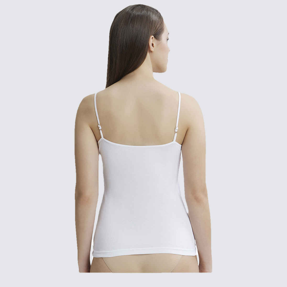 Jockey 1487 Women's Super Combed Cotton Rib Camisole|Adjustable Straps | White-M