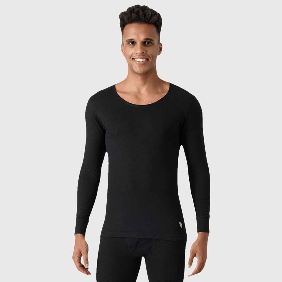 U.S. Polo Assn. Men's Slim Fit Tri Blend I752 Thermal T-Shirt | Black | S