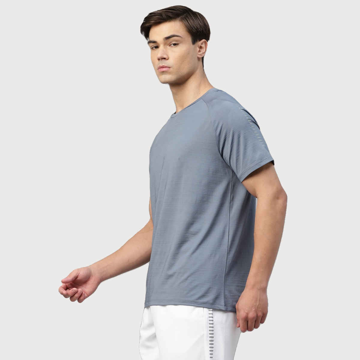 Dida Men's Sports T-shirt | Regular Comfortable Stretchable Dry-Fit | Light Grey - L