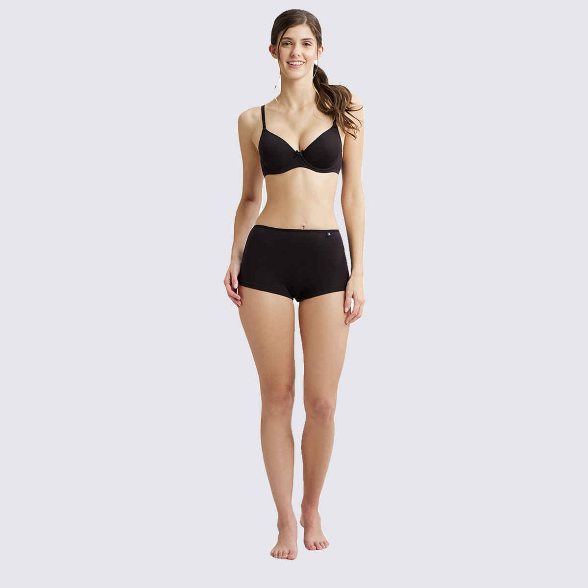 Jockey SS04 Women's Super Combed Cotton Elastane Stretch Underwear BoyShorts|Concealed Waistband | Black-M