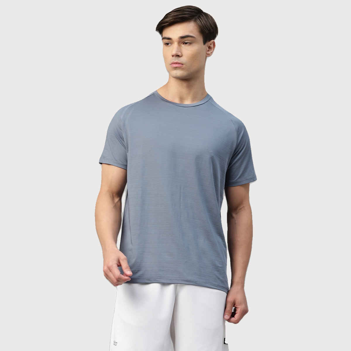 Dida Men's Sports T-shirt | Regular Comfortable Stretchable Dry-Fit | Light Grey - L