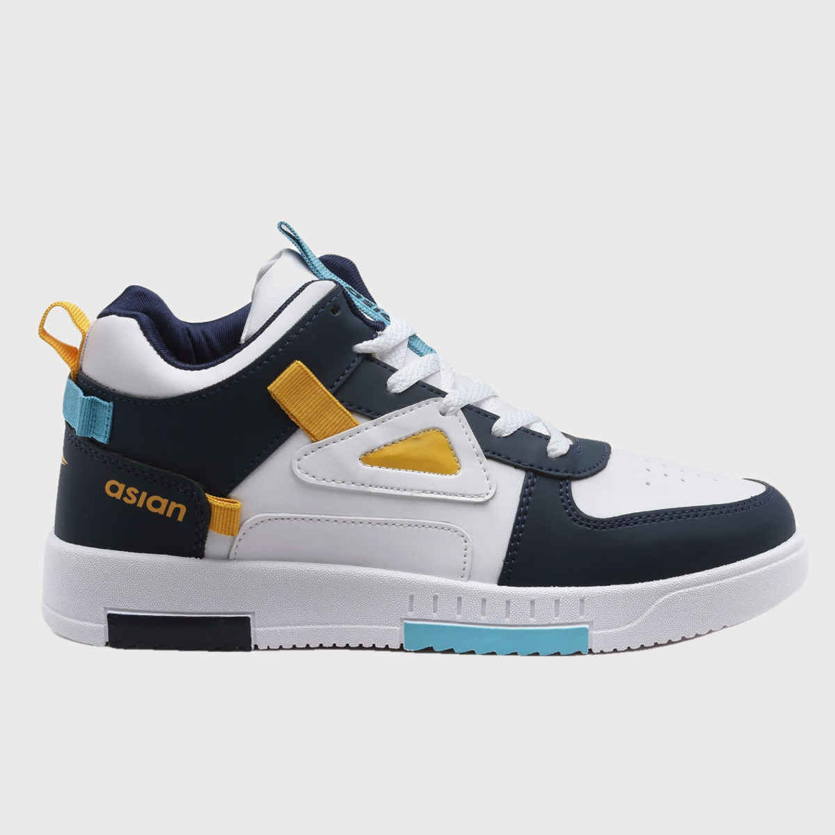 Asian Tarzan-11 Men High Top Sneakers White-Navy (Size-8)