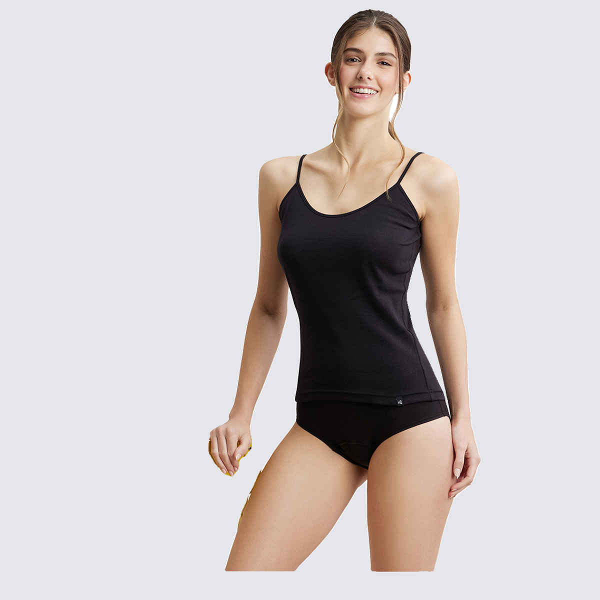 Jockey 1487 Women's Super Combed Cotton Rib Camisole|Adjustable Straps | Black-L