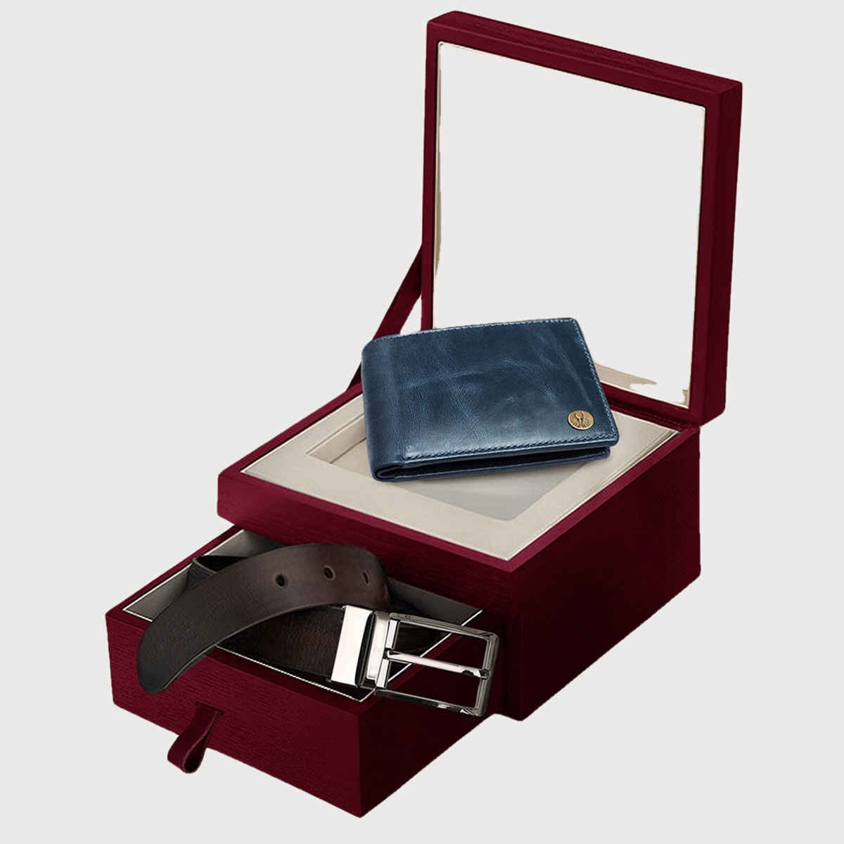 Wildhorn Men's Solid Genuine Leather Wallet and Belt Combo | Blue and Brown - Free Size