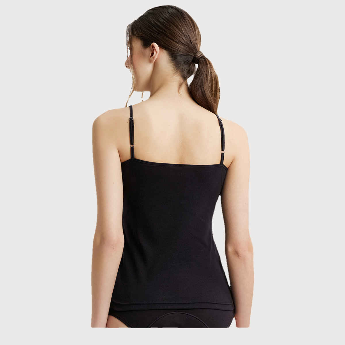Jockey 1487 Women's Super Combed Cotton Rib Camisole|Adjustable Straps | Black-M