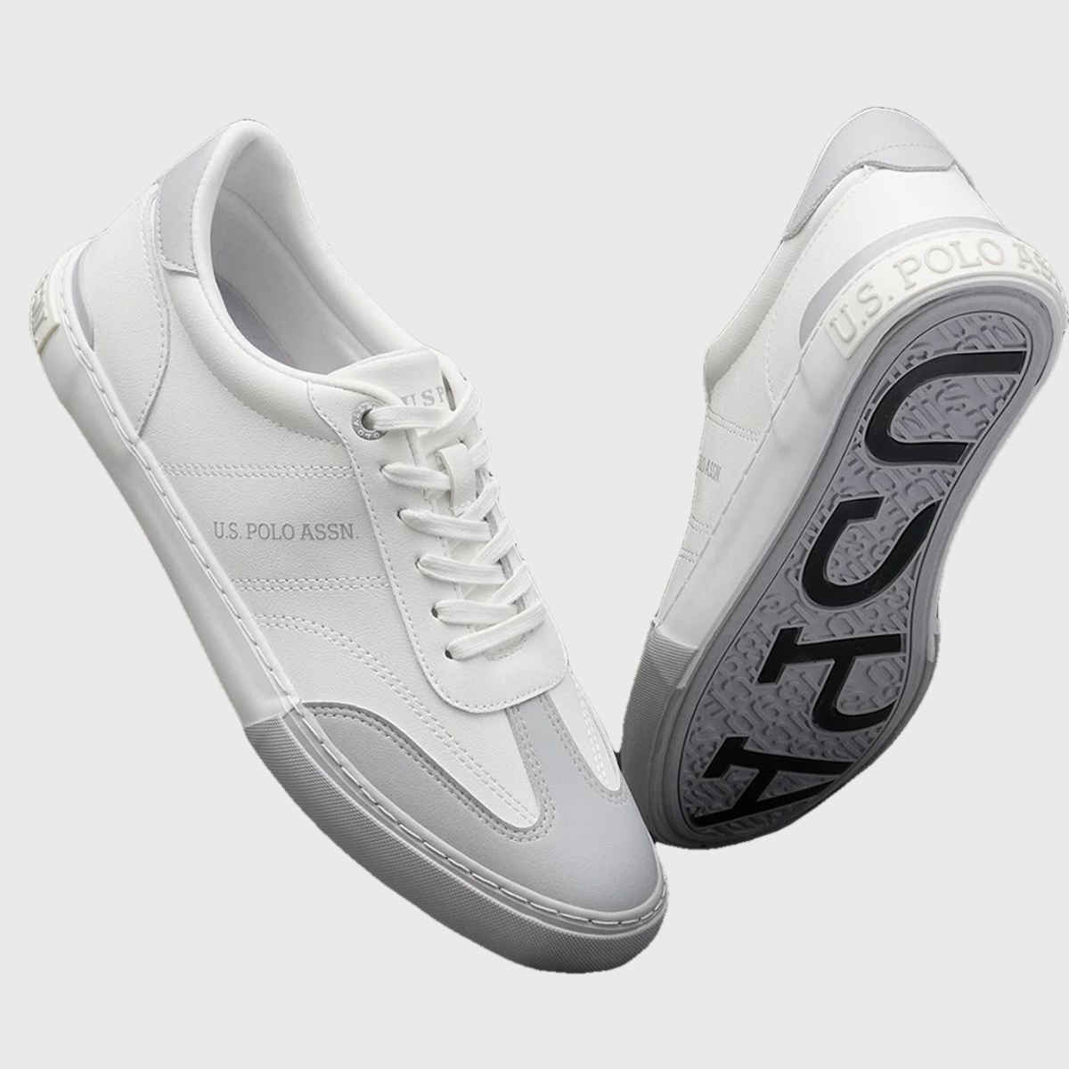 U.S. Polo Assn. Men's Men's Men Round Toe Solid Gain Sneakers Grey - UK 9