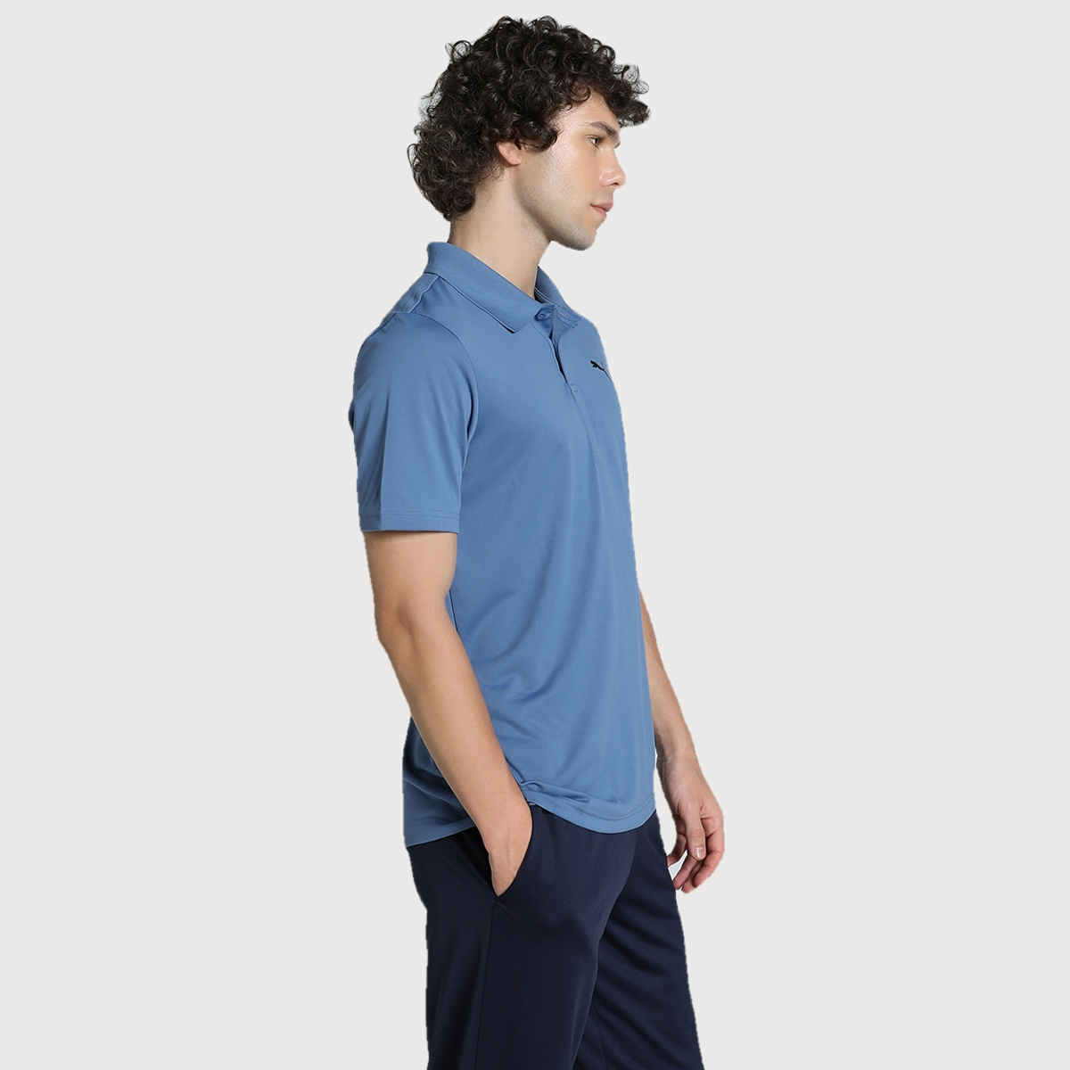 Puma Men's Polo T-Shirt Train Logo - Blue | L