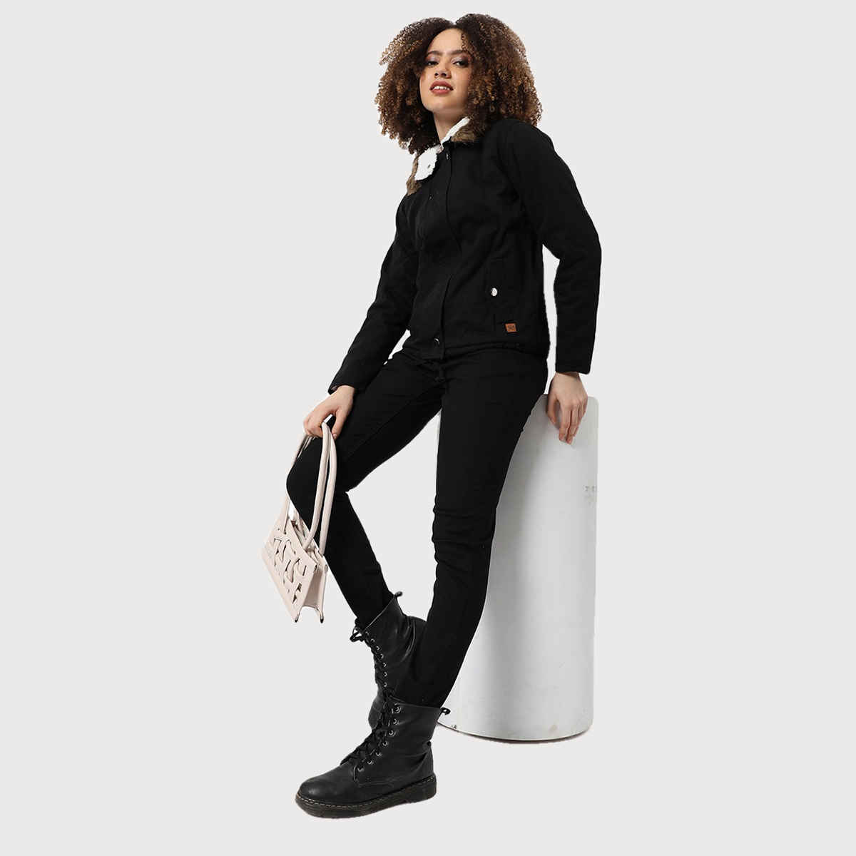 Campus Sutra Women's Jacket | Black - XL