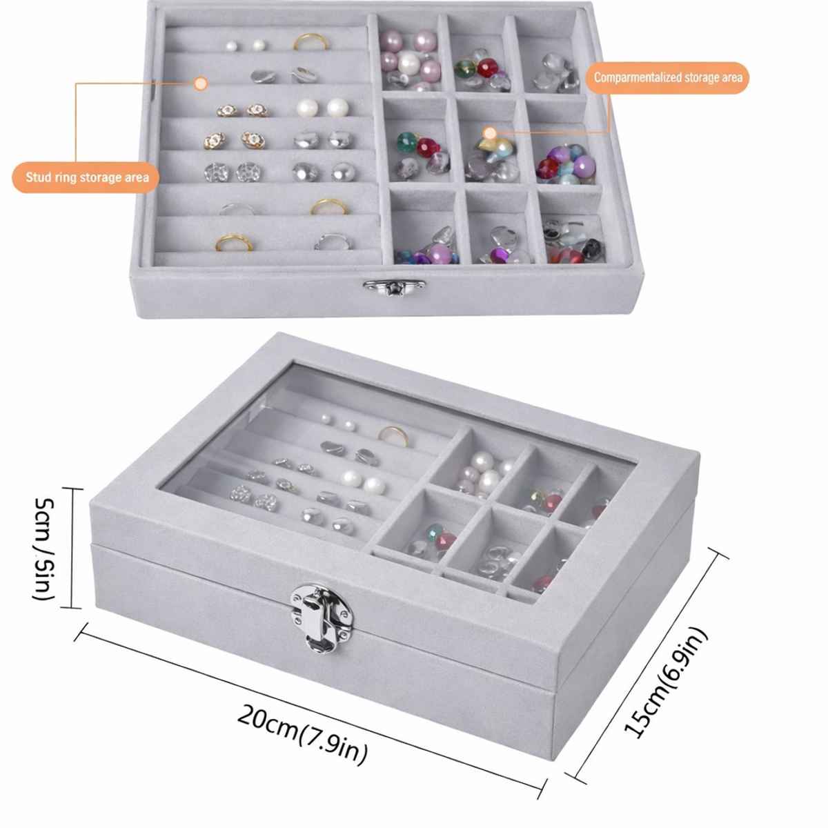 The Opal Factory Jewelry organizer Rectangular Tranparent Cover Box | Assorted
