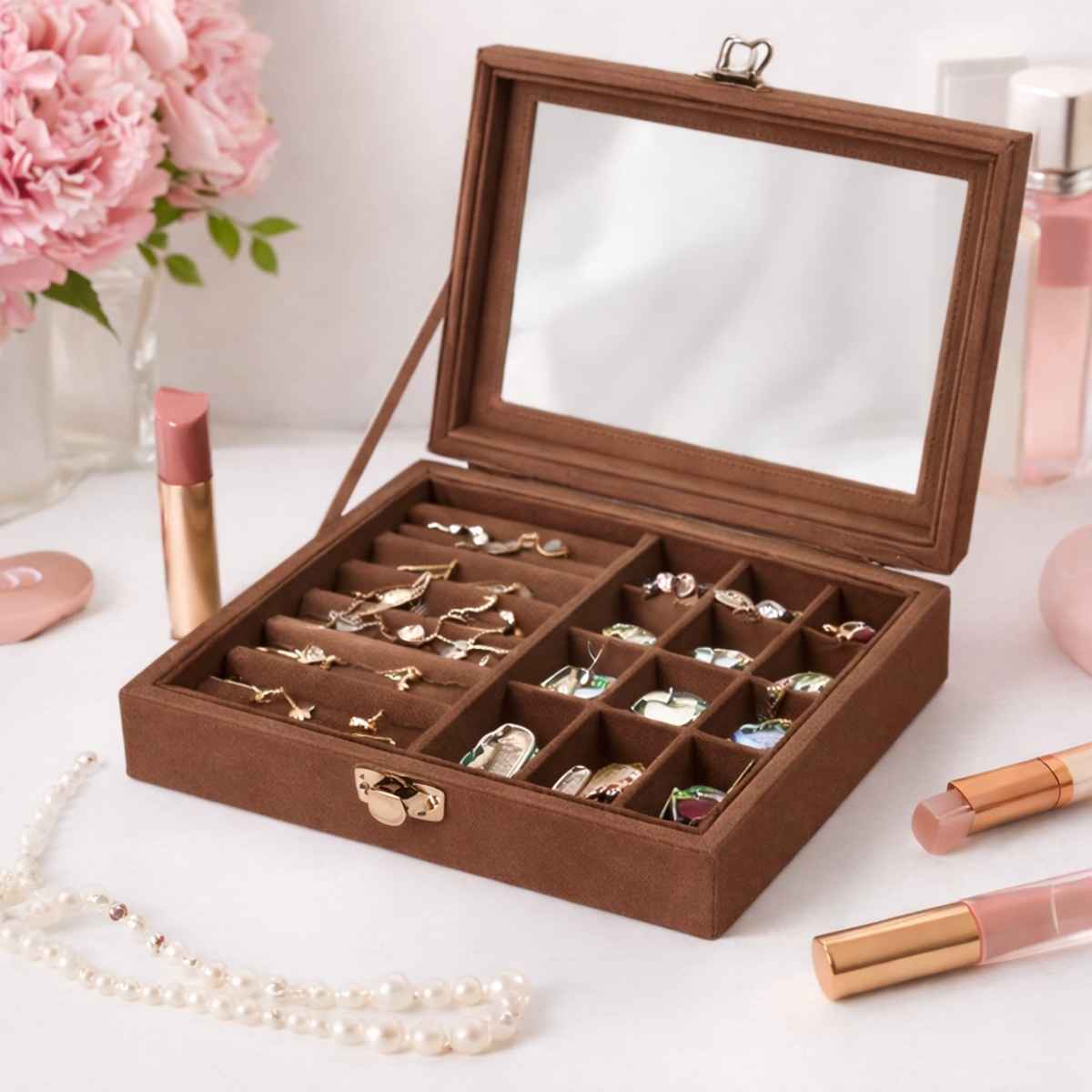 The Opal Factory Jewelry organizer Rectangular Tranparent Cover Box | Assorted