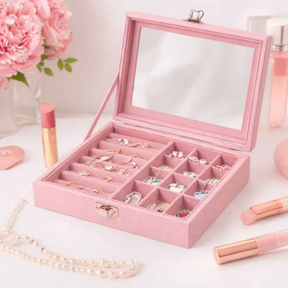 The Opal Factory Jewelry organizer Rectangular Tranparent Cover Box | Assorted