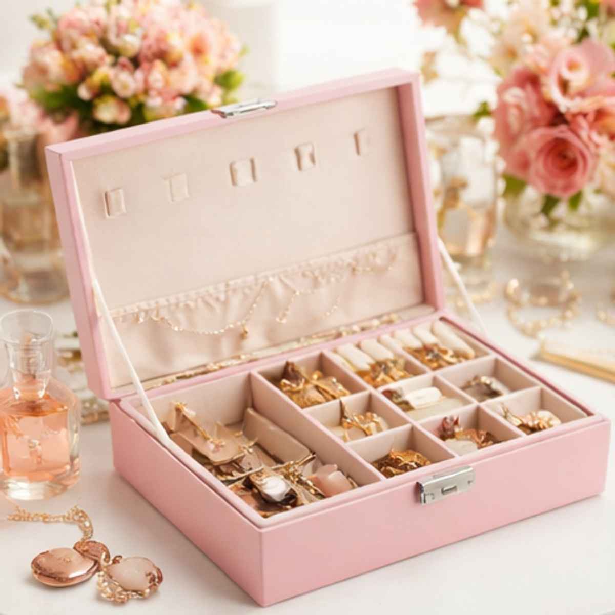 The Opal Factory Large Jewelry organizer Double Layer Rectangular Box | Assortd