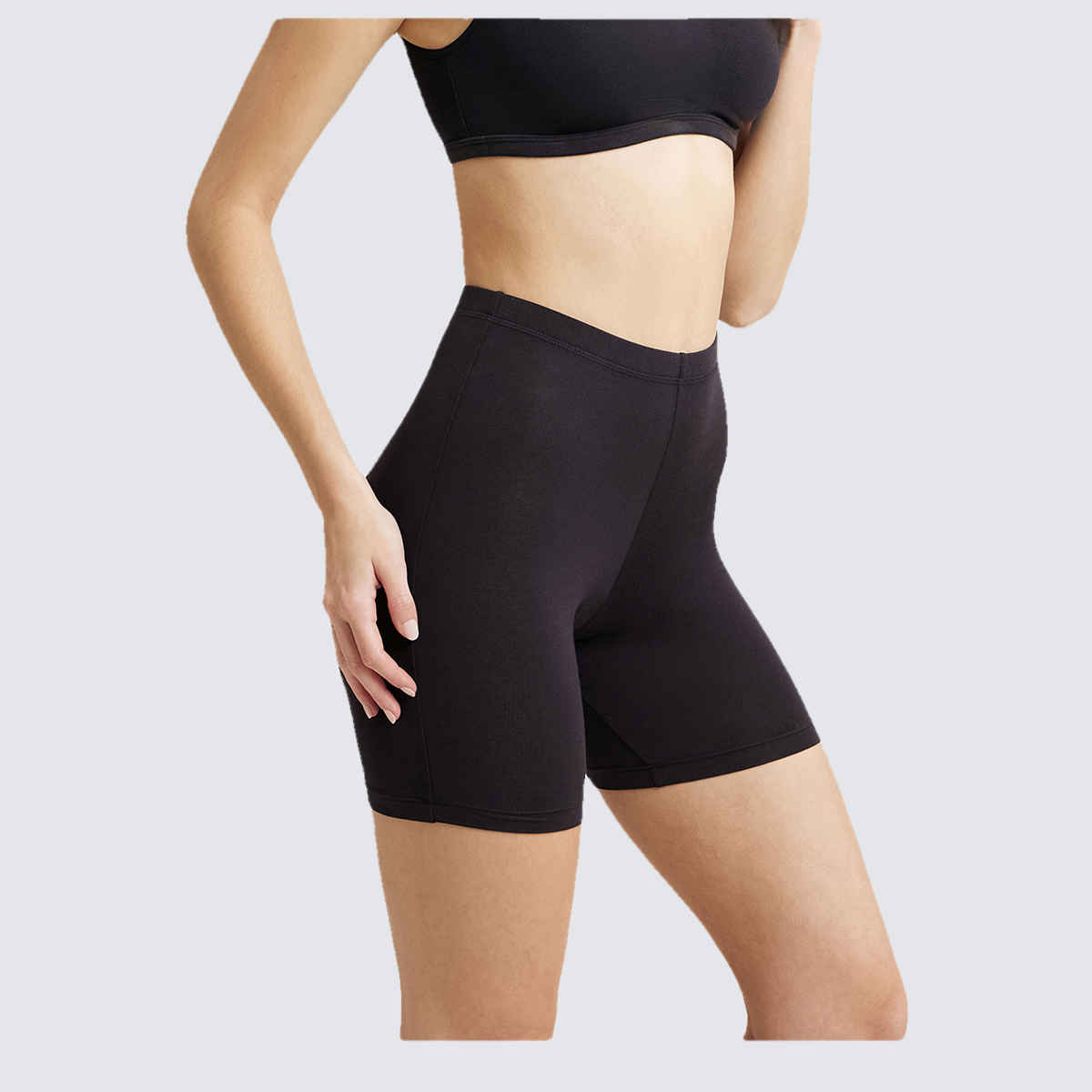 Jockey 1529 Women's Super Combed Cotton Mid Waist Underwear Shorties|Concealed Waistband | Black-L