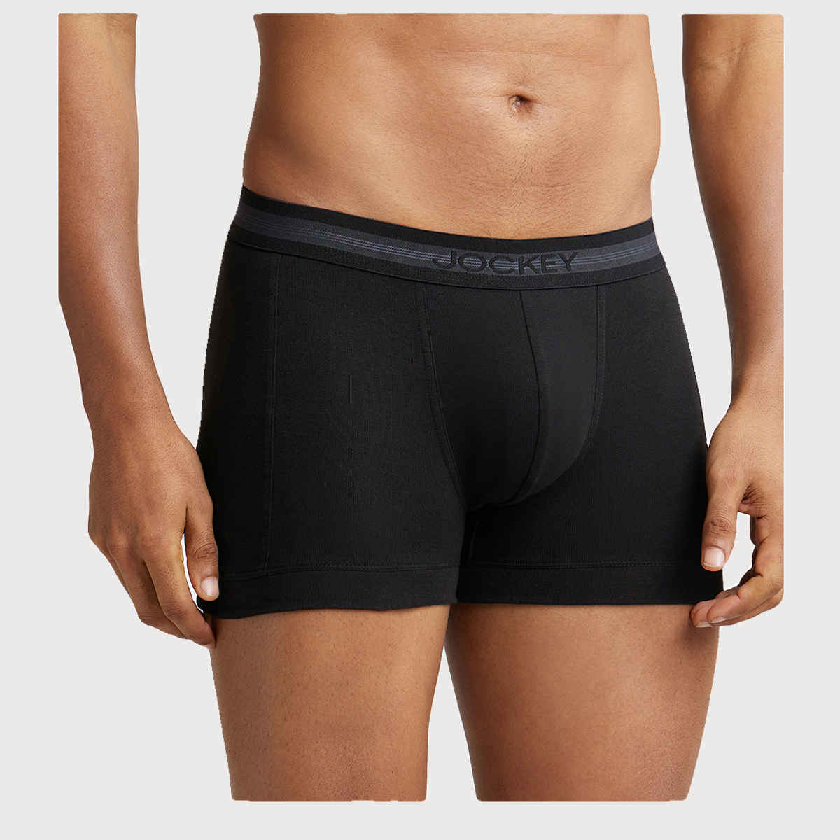 Jockey 1015 Men's Super Combed Cotton Rib Underwear Solid Trunk|Stay Fresh Properties | Black-L