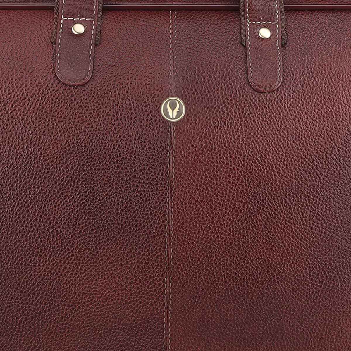 Wildhorn Men's Solid Leather 25 L Laptop Bag | Maroon - 15.6 Inches