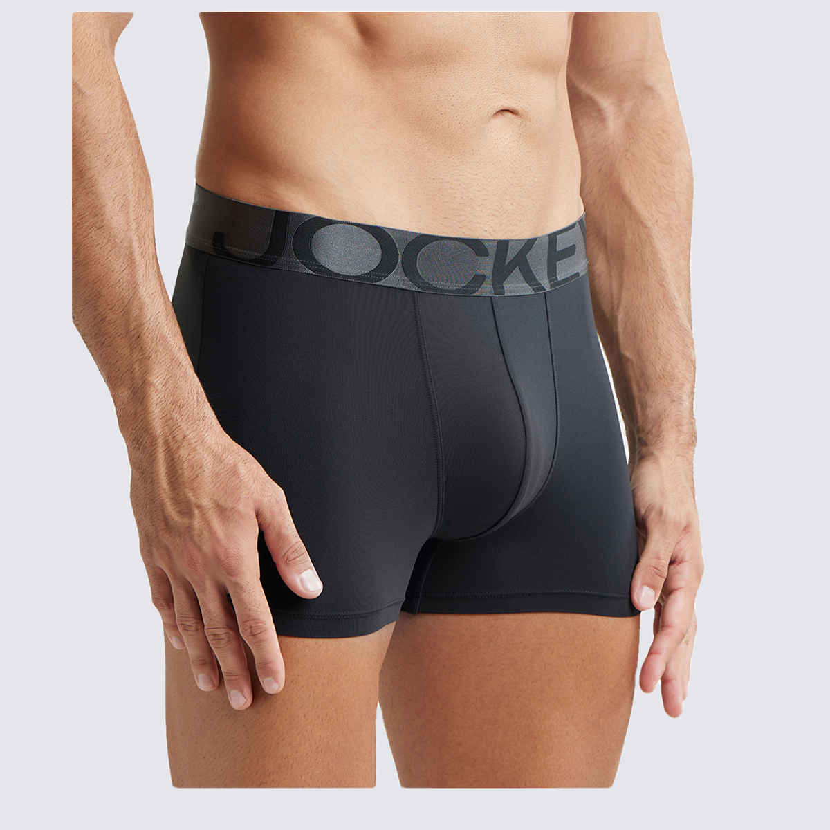 Jockey IC28 Men's Tactel Microfiber Elastane Stretch Underwear Solid Trunk | Black-M