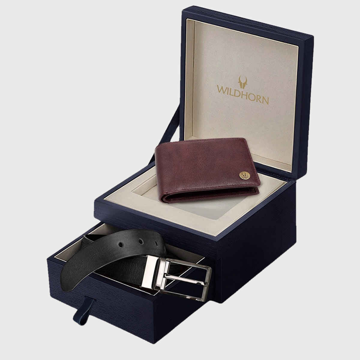 Wildhorn Men'S Solid Genuine Leather Wallet And Belt Combo | Maroon - One Size (1pc) & Ocean Munich Beer Mug (355Ml, 2Pcs) (2pc) Combo