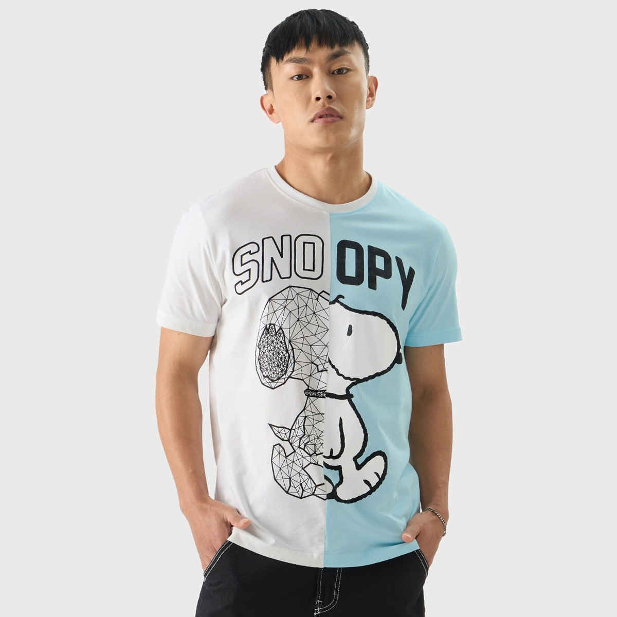 The Souled Store Men's Regular Men's Peanuts-Snoop T-shirts | Blue | XL