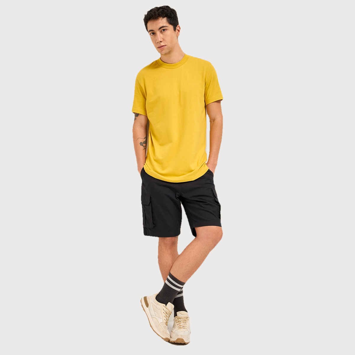 The Bear House Men Relax Fit Solid T-shirt - Muray | Mustard Yellow | S