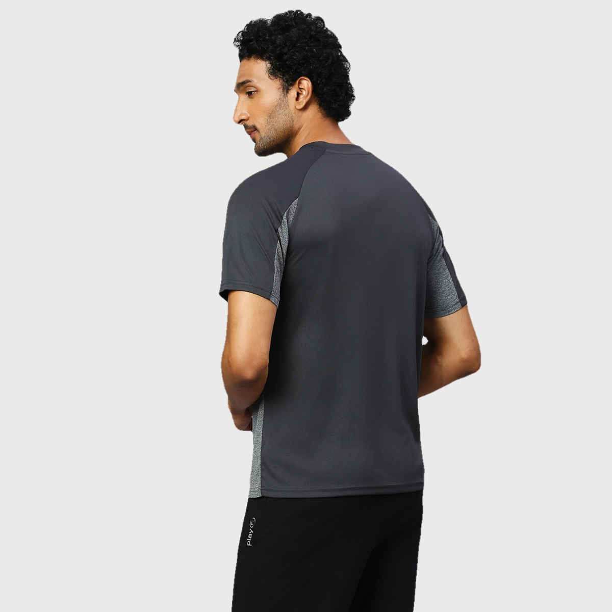 Playr Men's Adult Running TERRAIN TEE 100% Polyester for All Season | Anthra | S