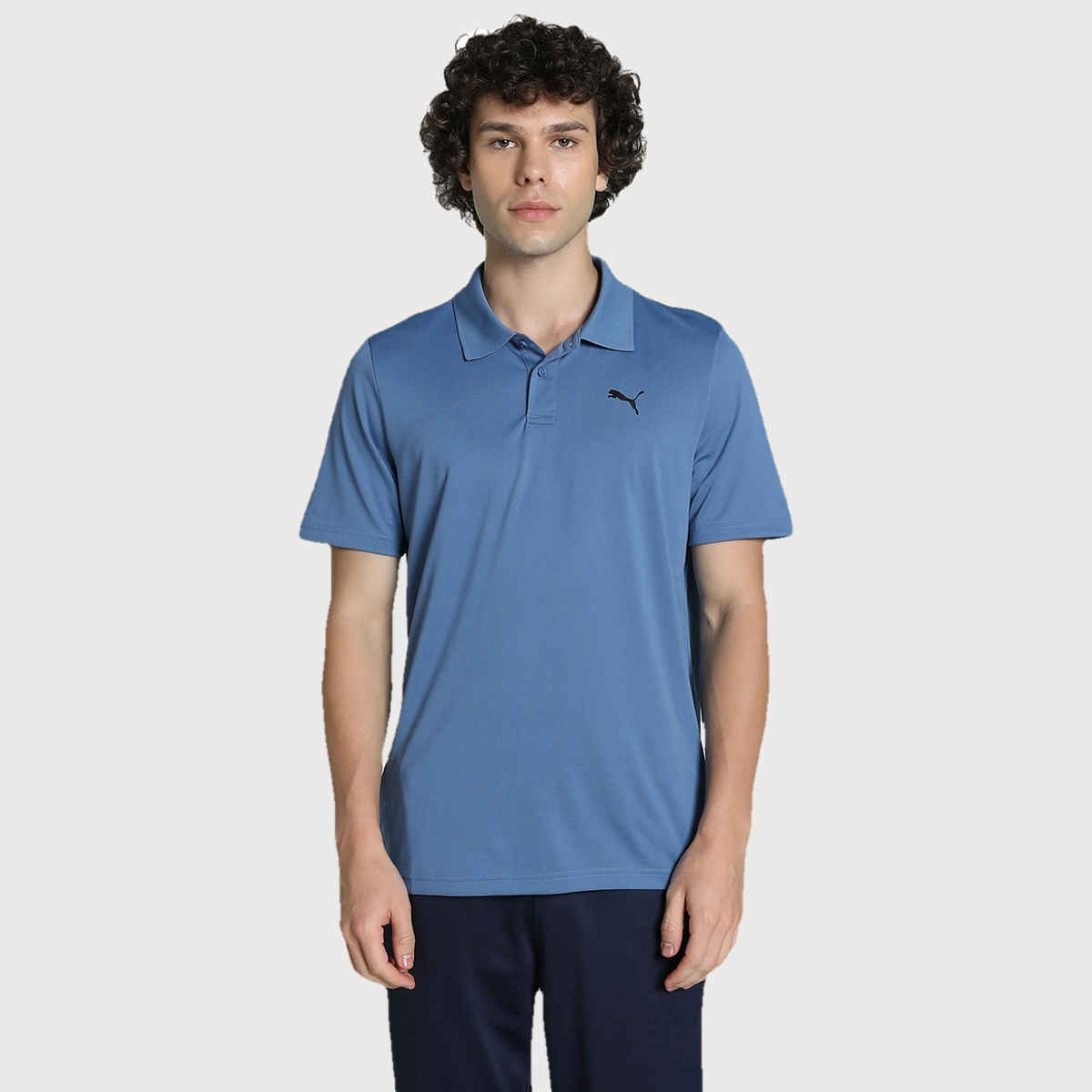 Puma Men's Polo T-Shirt Train Logo - Blue | L