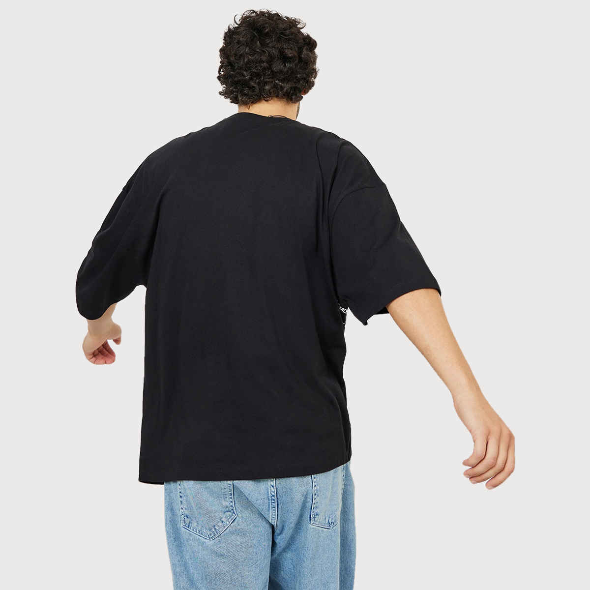 Styli Men's Boxy Fit Tee with Front and Back Text Print | Black - XL