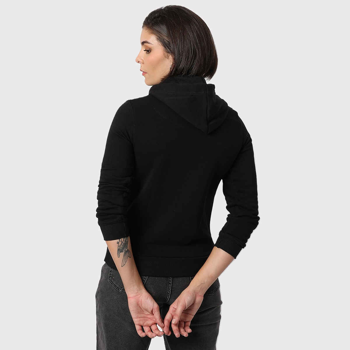 Campus Sutra Women's Hoodie | Black - M