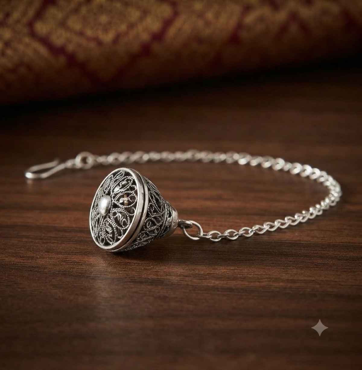 The Opal Factory Navratri Jewelry | Silver Oxidized Borla Maang Tika | Silver