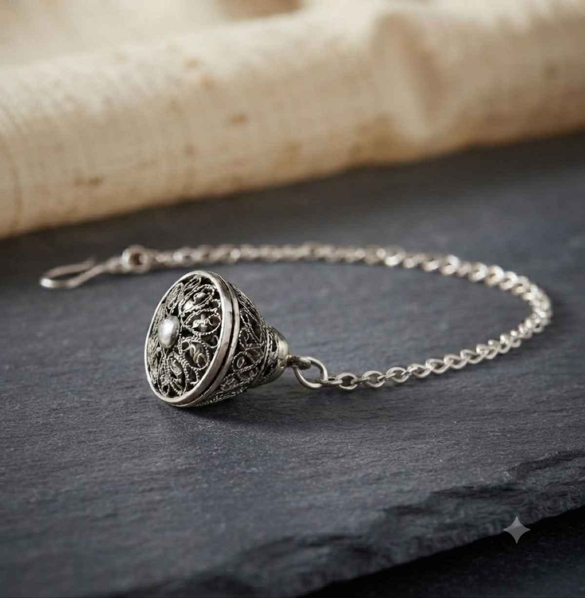 The Opal Factory Navratri Jewelry | Silver Oxidized Borla Maang Tika | Silver