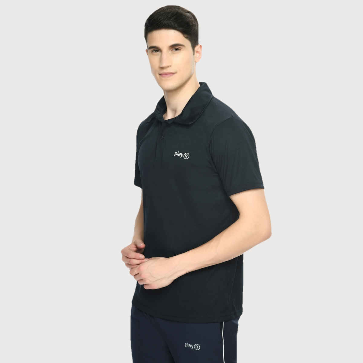 Playr Men's Adult Lifestyle Base Polo 100% Polyester for All Season | Navy | M