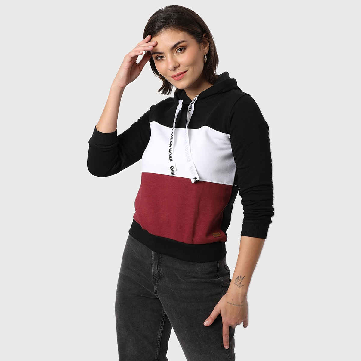Campus Sutra Women's Hoodie | Black - M