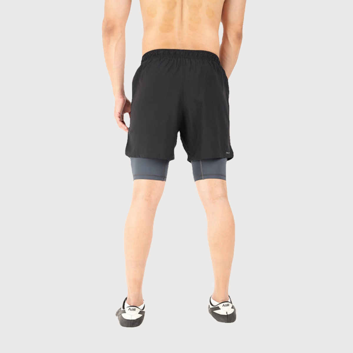 Fuaark Men's 2 in 1 5 Inch Compression Shorts | Black - L