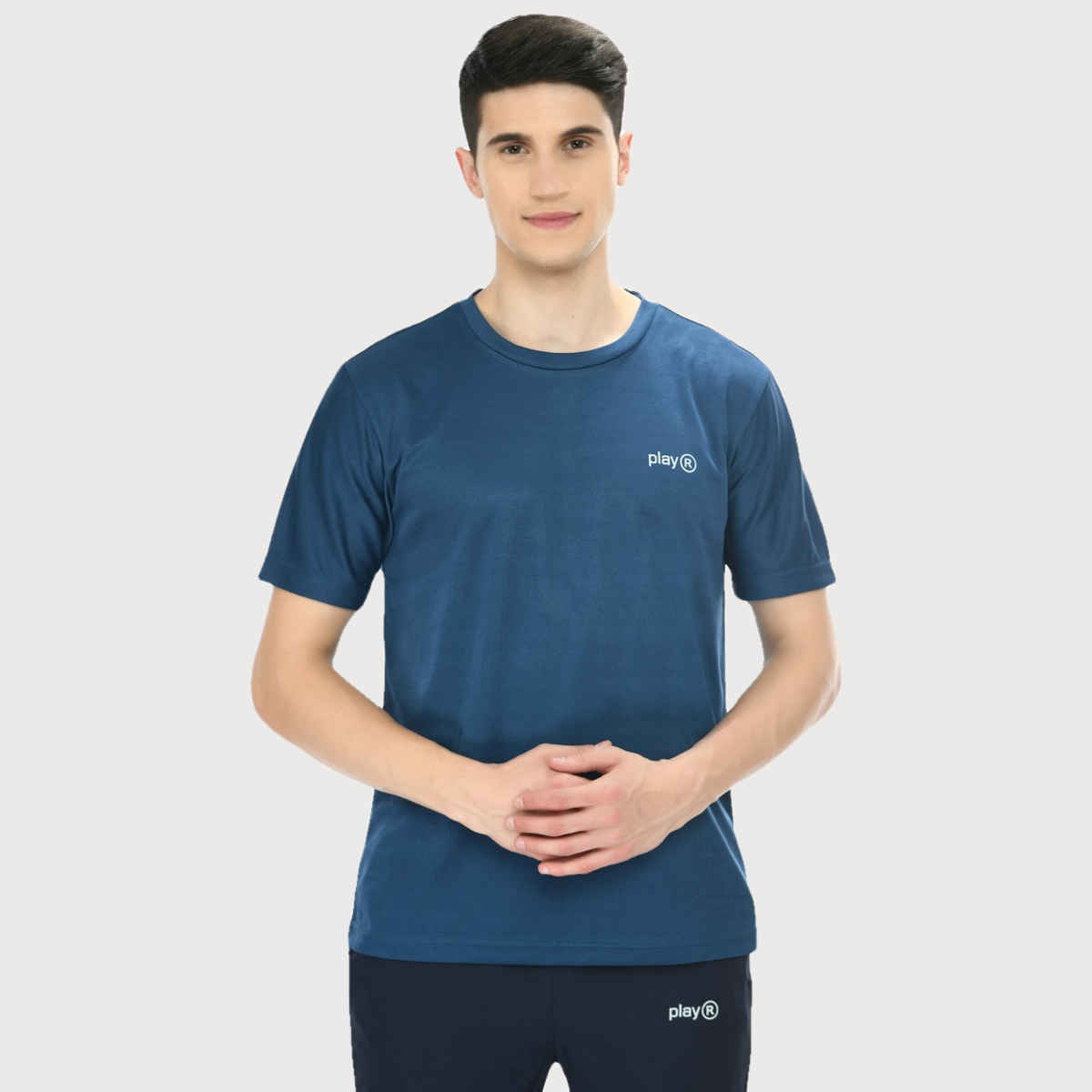 Playr Men's Adult Running Terro Tee Polyester for All Season | Airforce Blue | XL