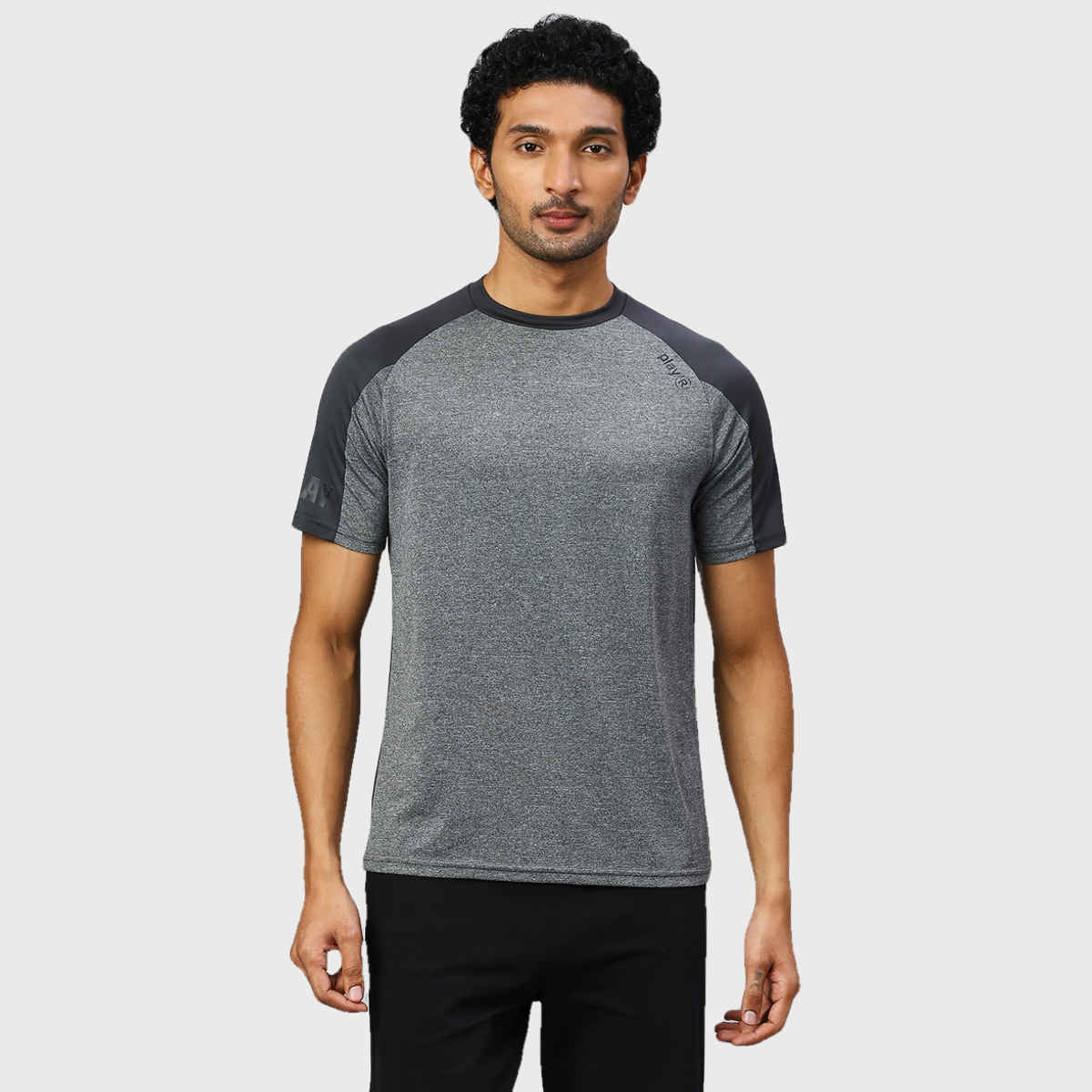 Playr Men's Adult Running TERRAIN TEE 100% Polyester for All Season | Anthra | S