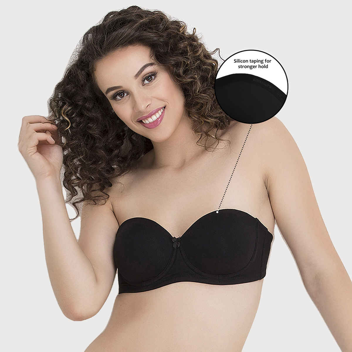 Clovia Women Padded Underwired Full Cup Multiway Strapless T-Shirt Bra - Cotton | Black | 42D