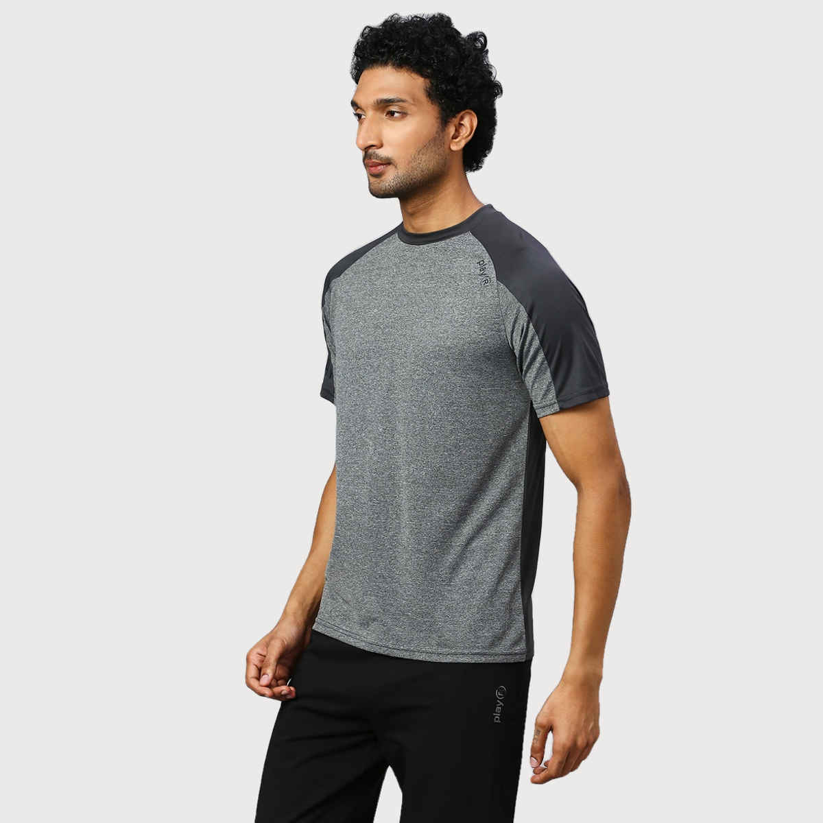 Playr Men's Adult Running TERRAIN TEE 100% Polyester for All Season | Anthra | S