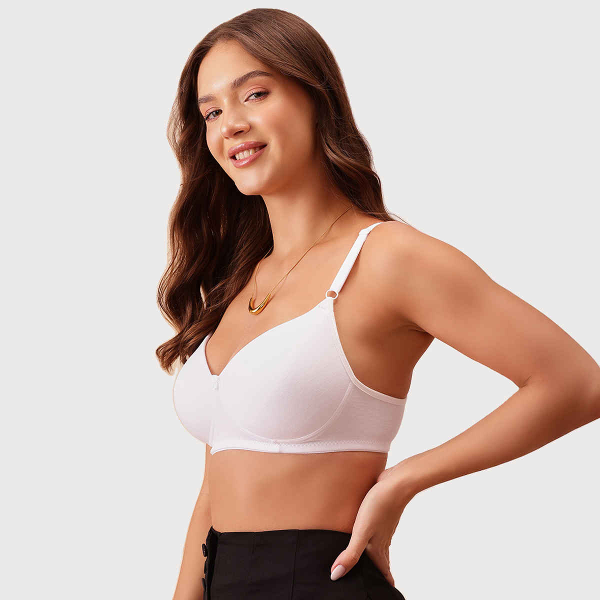 Clovia Padded Non-Wired Full Coverage T-Shirt Bra - Cotton Rich | White | 34C