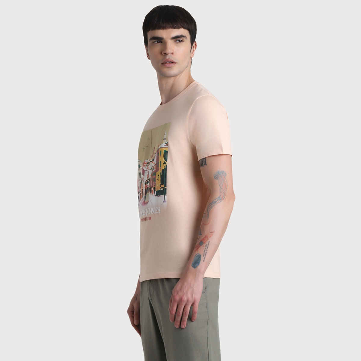JACK & JONES Men's Regular fit T-Shirt | Peach - XL