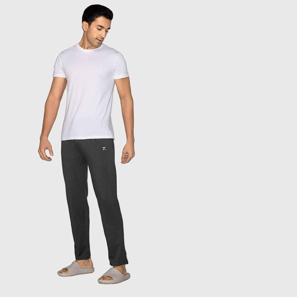 XYXX Ace IntelliSoft Cotton Modal Solid Loungewear Relaxed Fit | 2 Zipper Side pockets | Grey- L