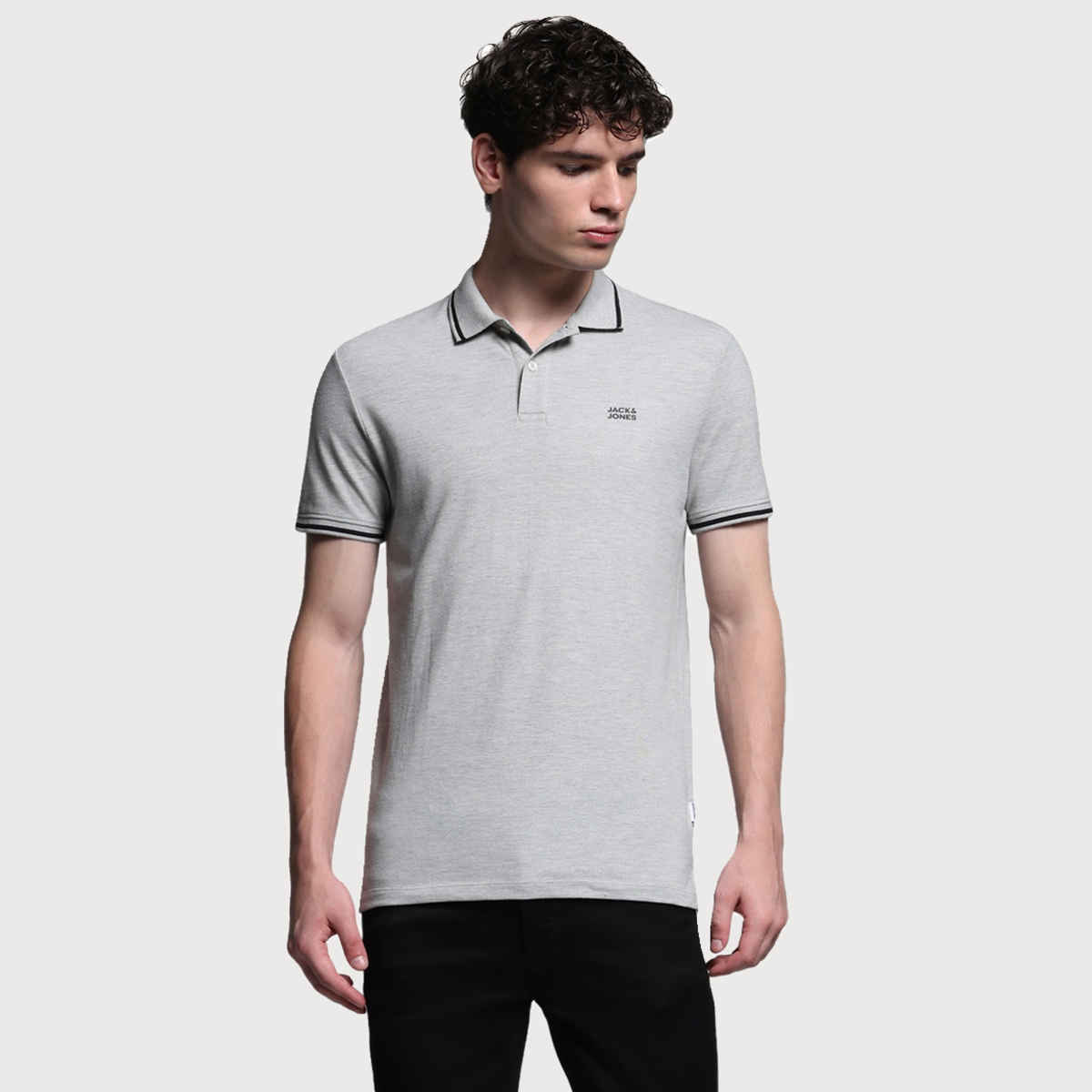 JACK & JONES Men's Regular Fit Short Sleeves Polo T-shirt | Grey - M