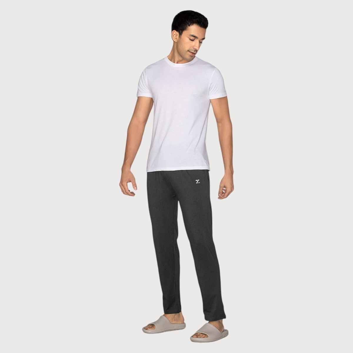XYXX Ace IntelliSoft Cotton Modal Solid Loungewear Relaxed Fit | 2 Zipper Side pockets | Grey- XL