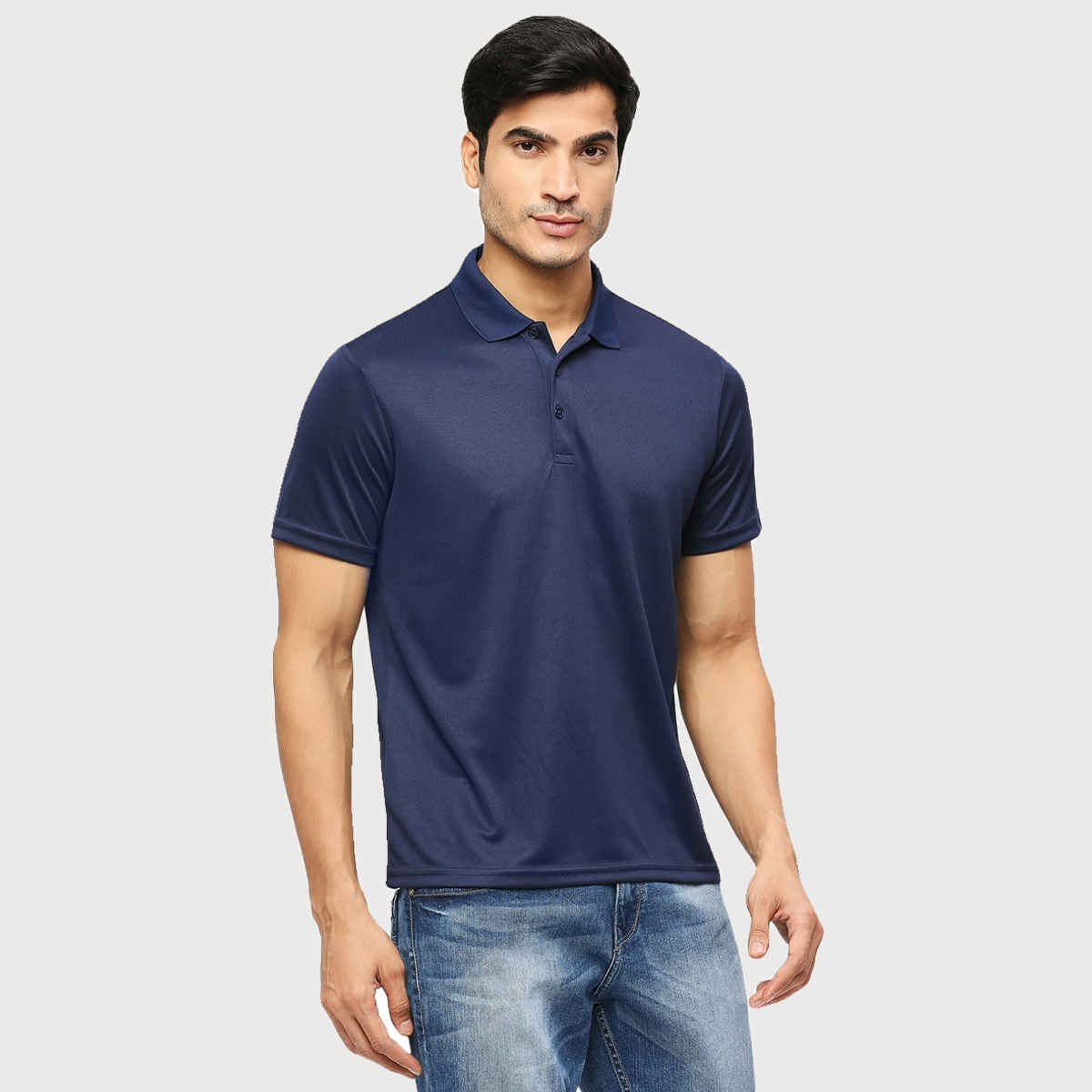 Playr Men's Adult Training Method Polo 100% Polyester for All Season | Navy Blue | L