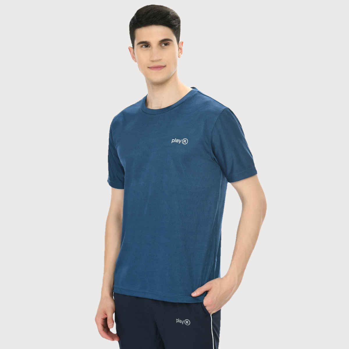 Playr Men's Adult Running Terro Tee Polyester for All Season | Airforce Blue | XL