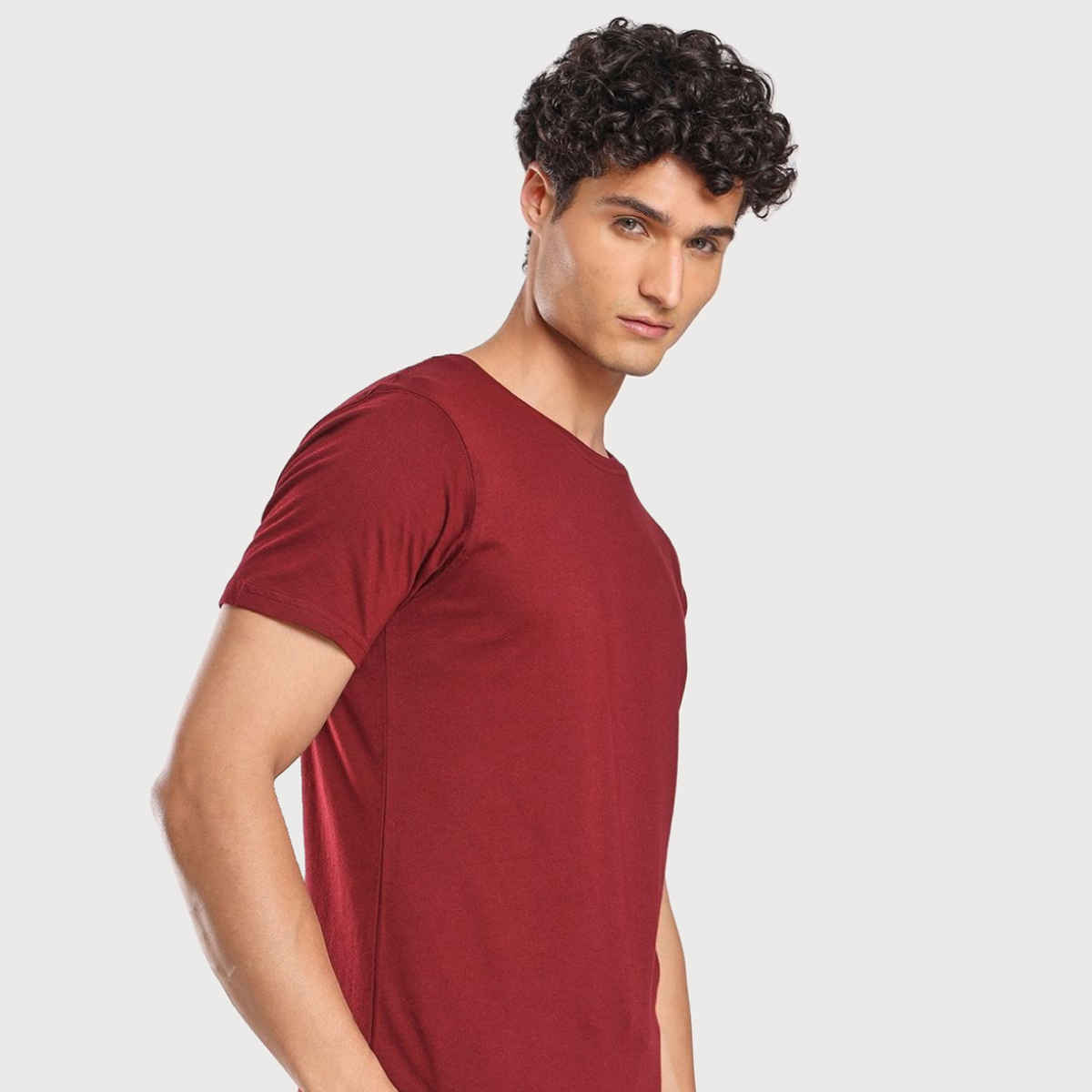 Nobero Men's Plain Classic Fit T-shirt | Wine Red - L
