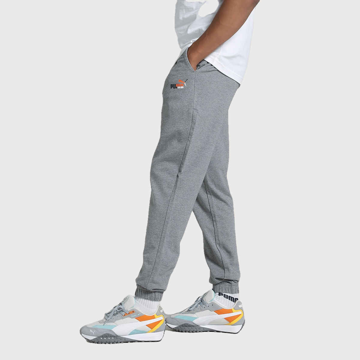 Puma Men's ESS Logo Graphic Pants | Grey | M