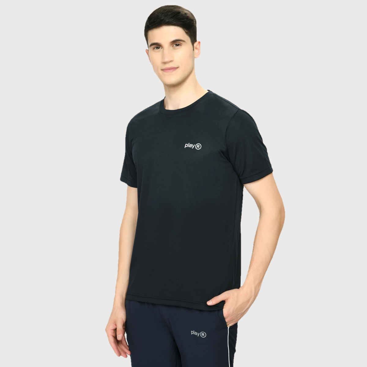 Playr Men's Adult Running Core Run Tee Polyester for All Season | Navy | XL